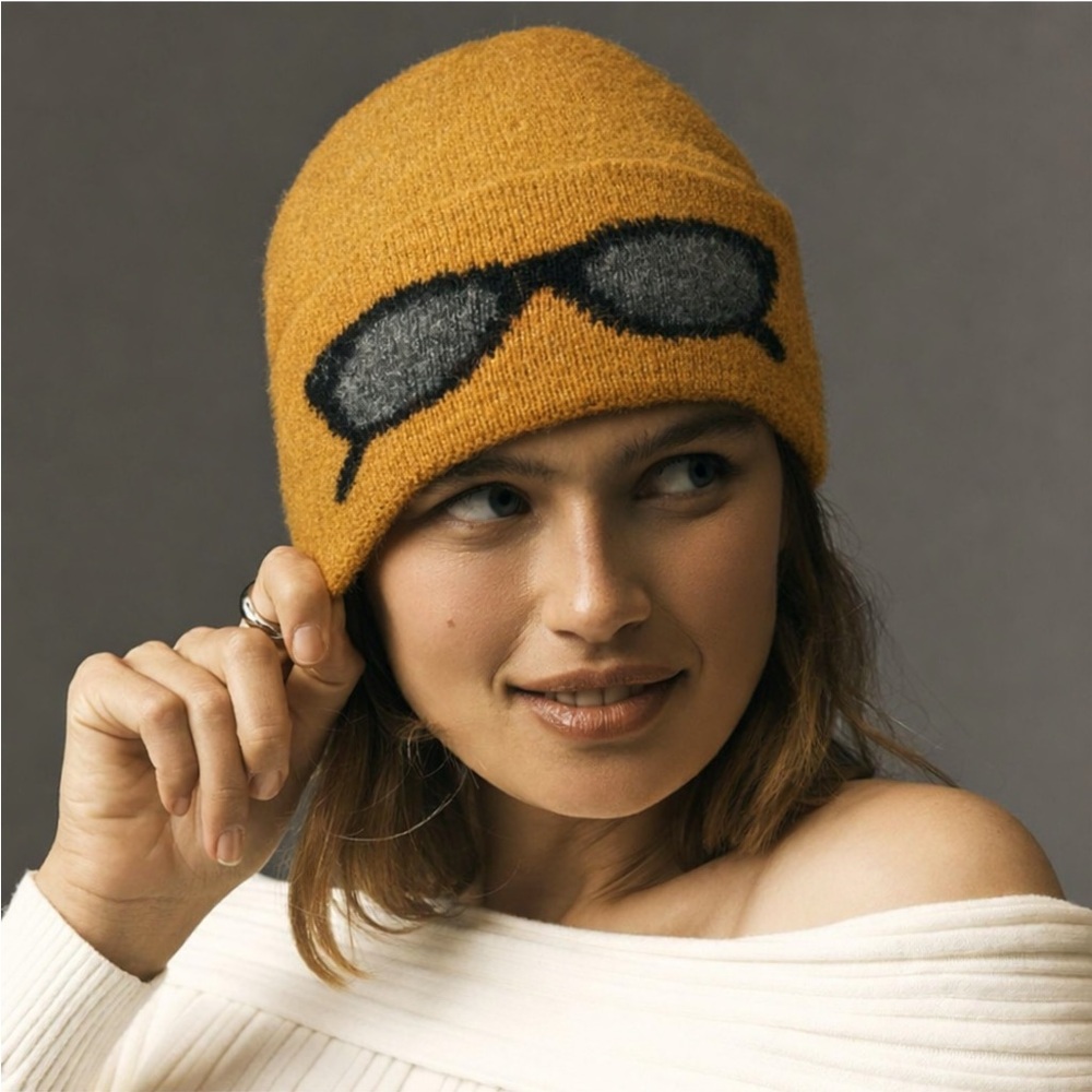 Anthropologie beanie with ski goggle print - BNWT